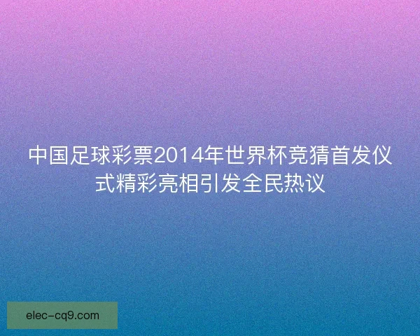 中国足球彩票2014年世界杯竞猜首发仪式精彩亮相引发全民热议